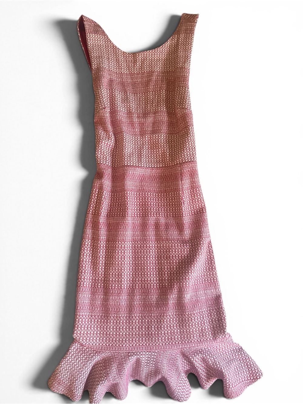Banana Republic Pink Textured Midi Dress with Ruffle Hem US12 NWOT